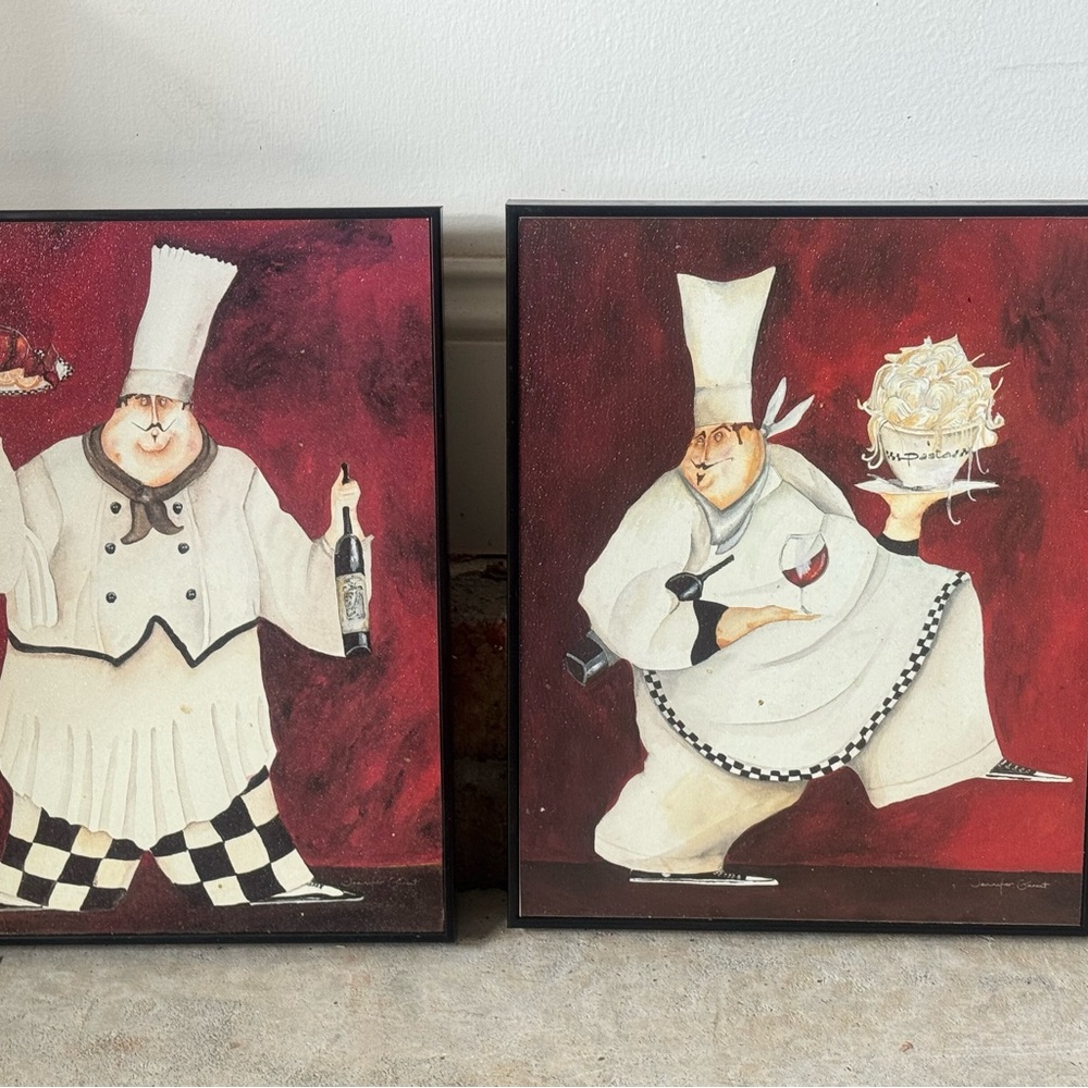 Chef Art Prints with Red Background
